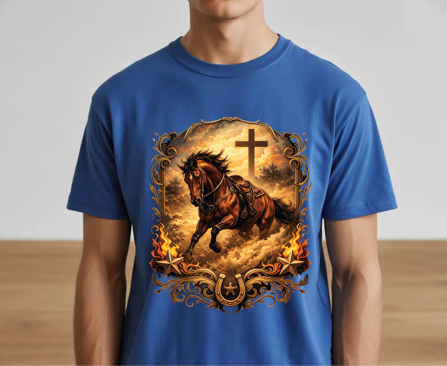 Western Horse Cross T Shirt Christian Cowboy Tee Religious Stallion Shirt Faith Gift Adult Youth Toddler Baby Country Spirit Apparel