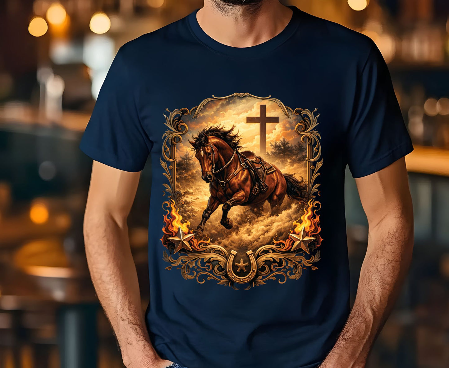 Western Horse Cross T Shirt Christian Cowboy Tee Religious Stallion Shirt Faith Gift Adult Youth Toddler Baby Country Spirit Apparel