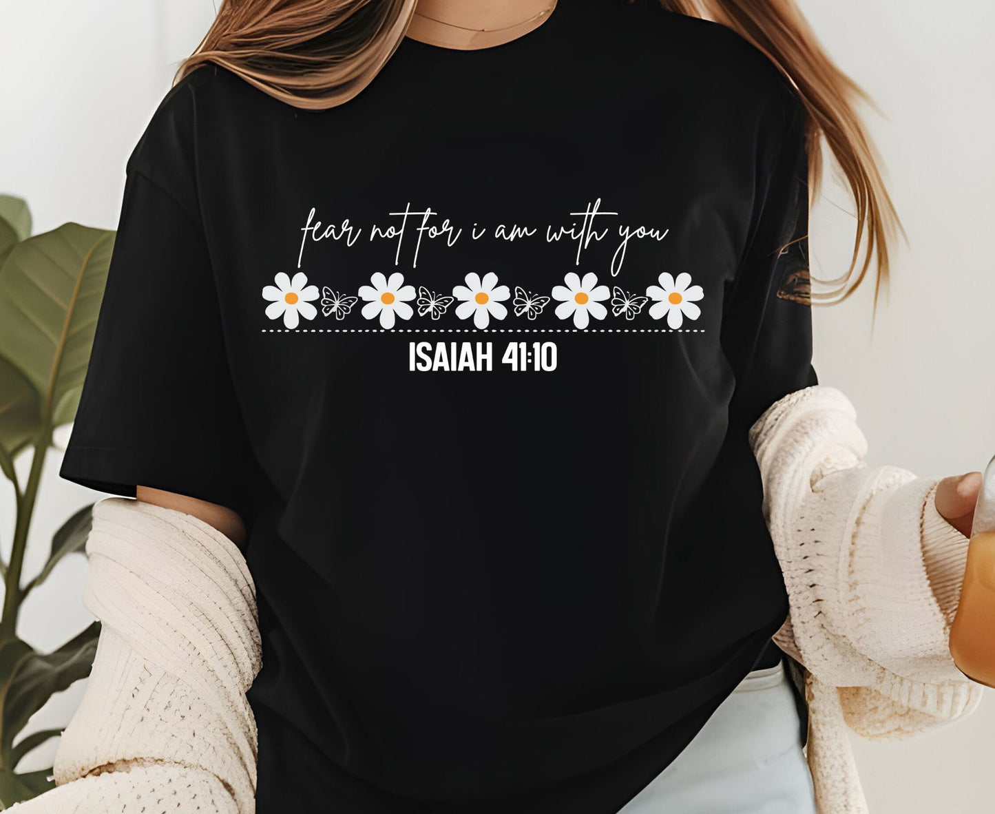White Daisy Butterfly Border T Shirt Floral Minimalist Tee Nature Lover Gift Adult Youth Toddler Baby Boho Spring Summer Church Outfit