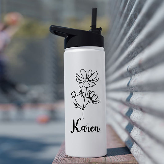 Wildflower Custom Name Stainless Steel Water Bottle