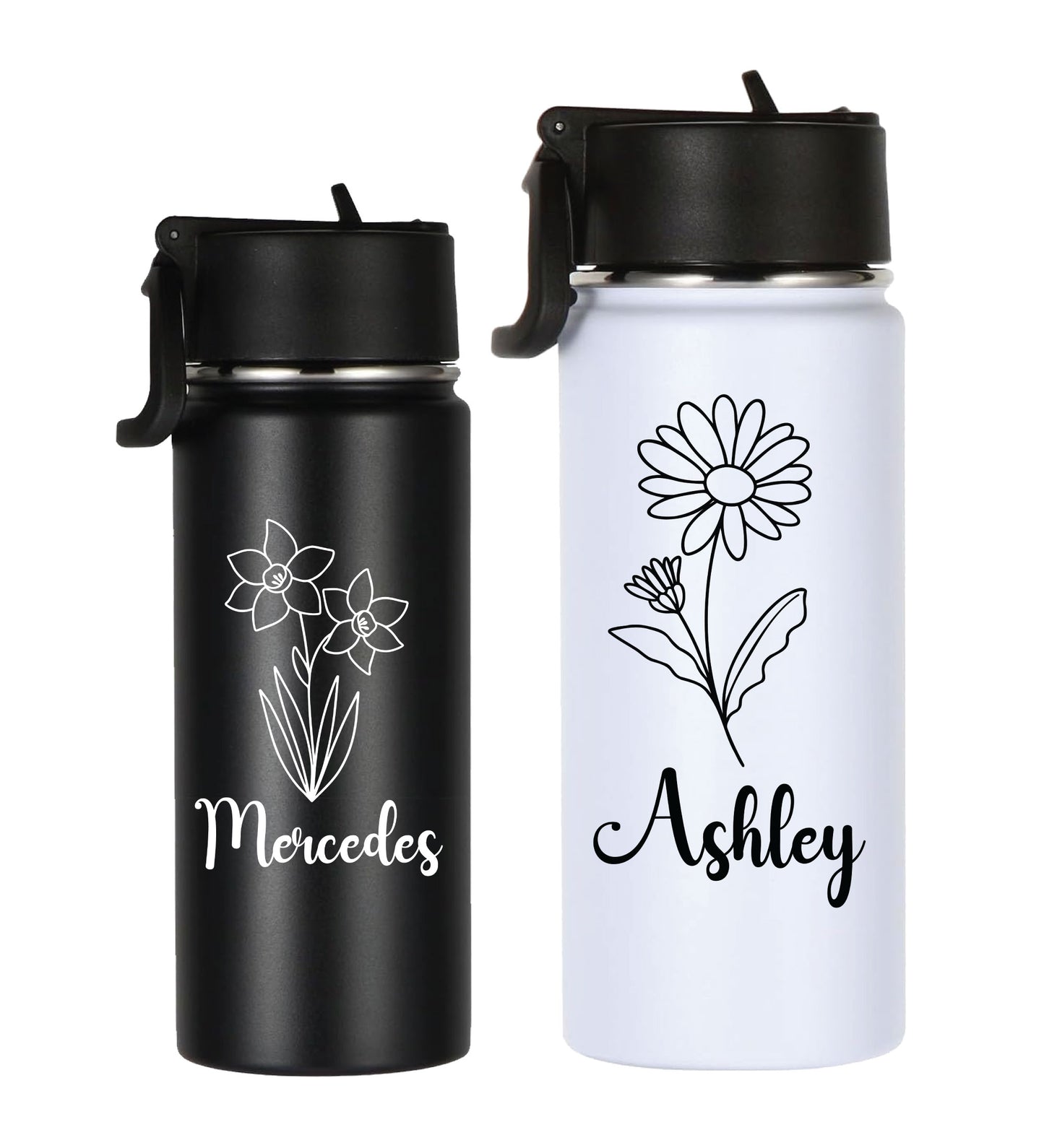 Wildflower Custom Name Stainless Steel Water Bottle