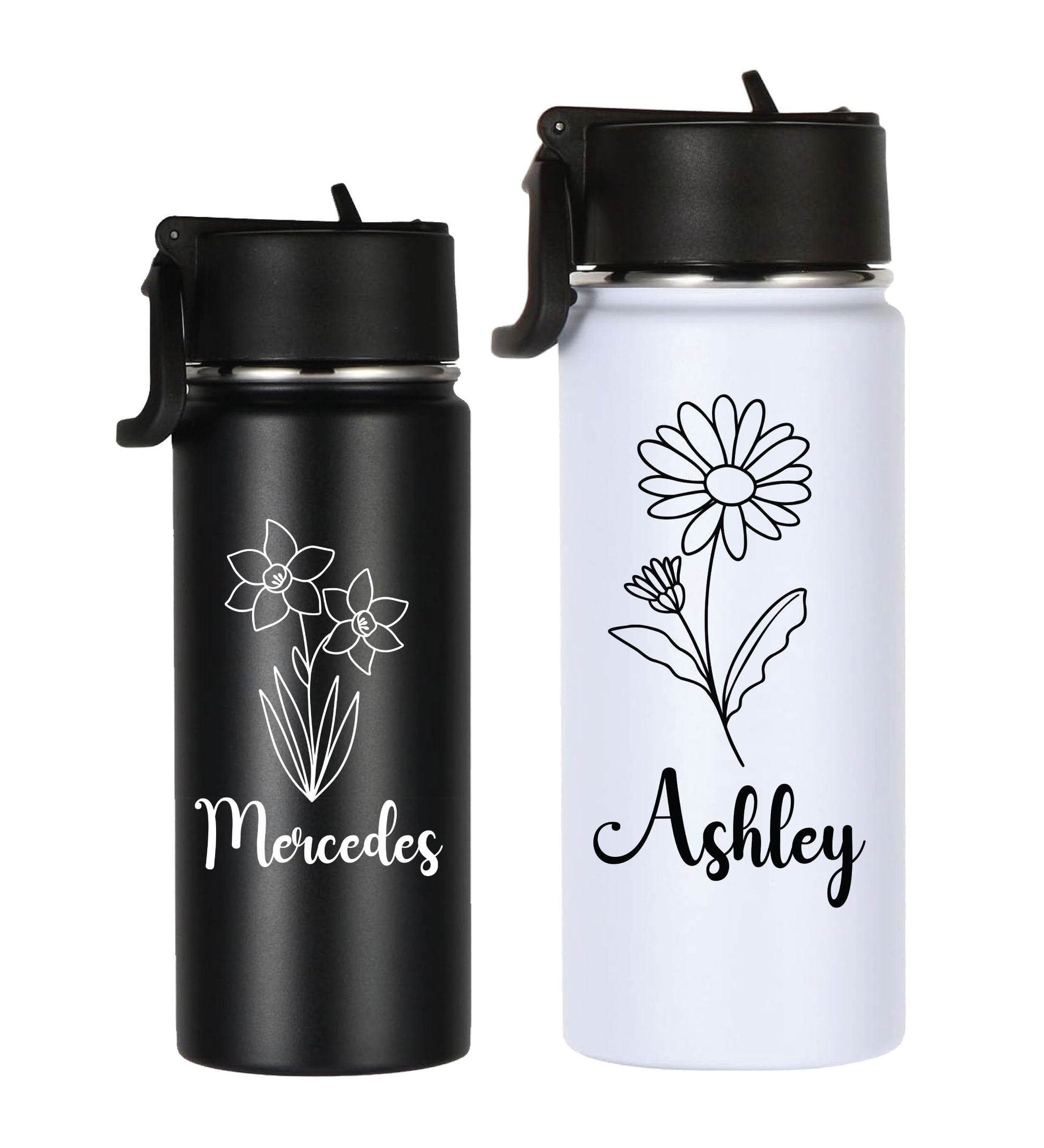 Wildflower Custom Name Stainless Steel Water Bottle