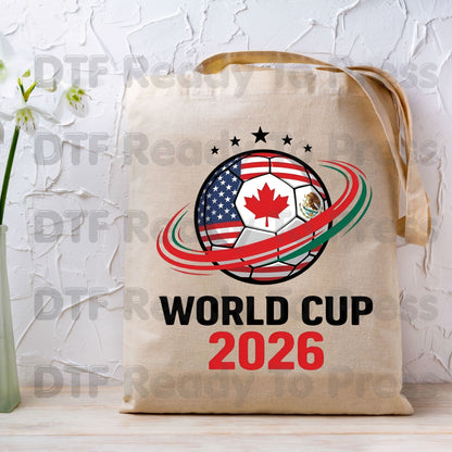 World Cup 2026 DTF Transfer Ready to Press Soccer Ball USA Canada Mexico Heat Transfer For Shirts Football Fan UV Sticker Prints