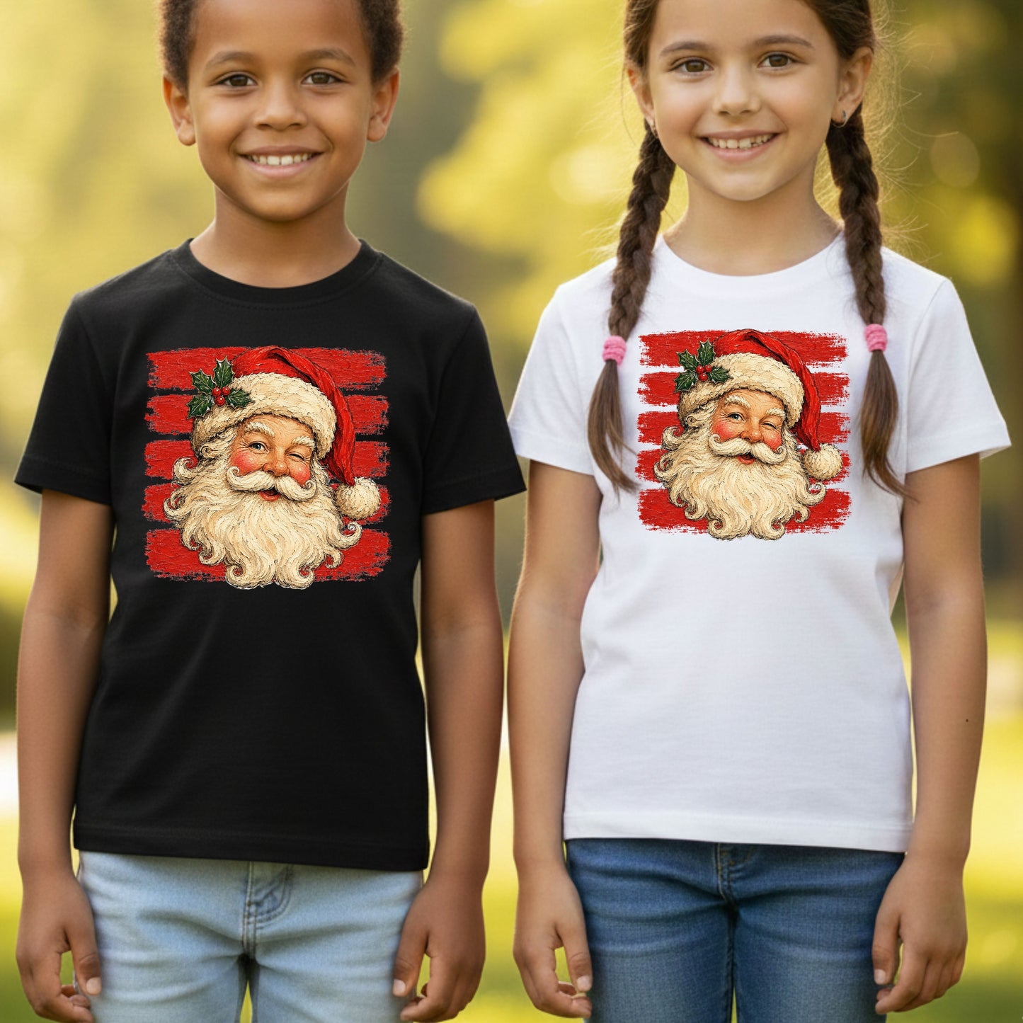 Vintage Winking Santa Christmas T-Shirt, Retro Red Stripes Nostalgic Holiday Comfort Color Tee