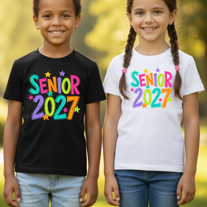 Senior 2027 Colorful Stars T-Shirt, High School Class of 2027 Graduation Tee