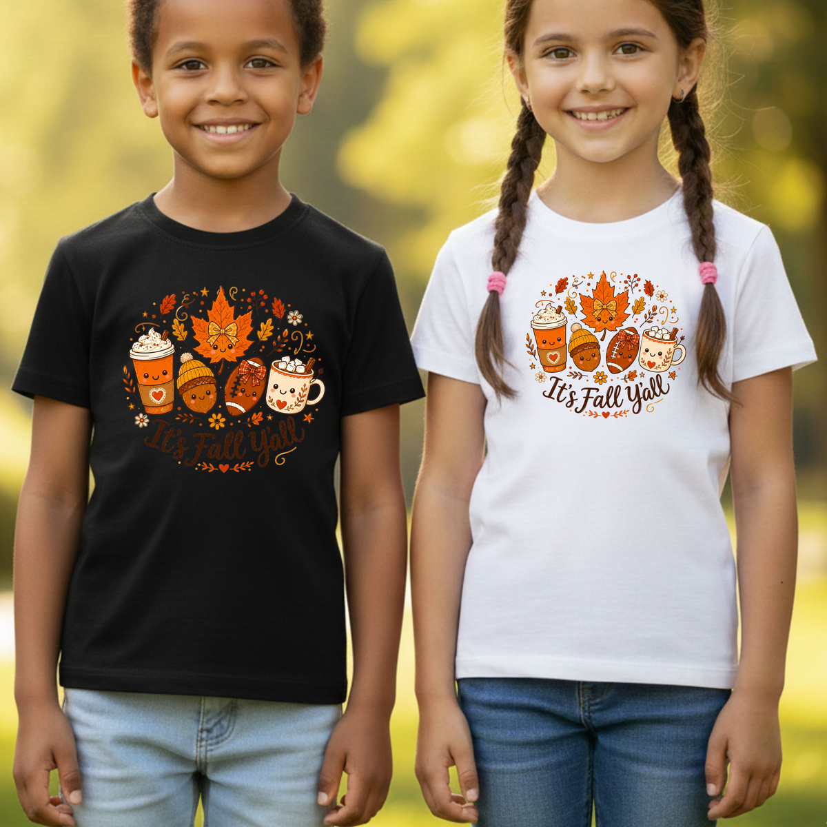 It's Fall Y'all Autumn T-Shirt, Coffee Acorn Football Cute Fall Season Tee