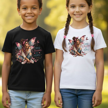Chase Dreams Not People Fairy Girl T-Shirt, Boho Butterfly Wings Inspirational Tee