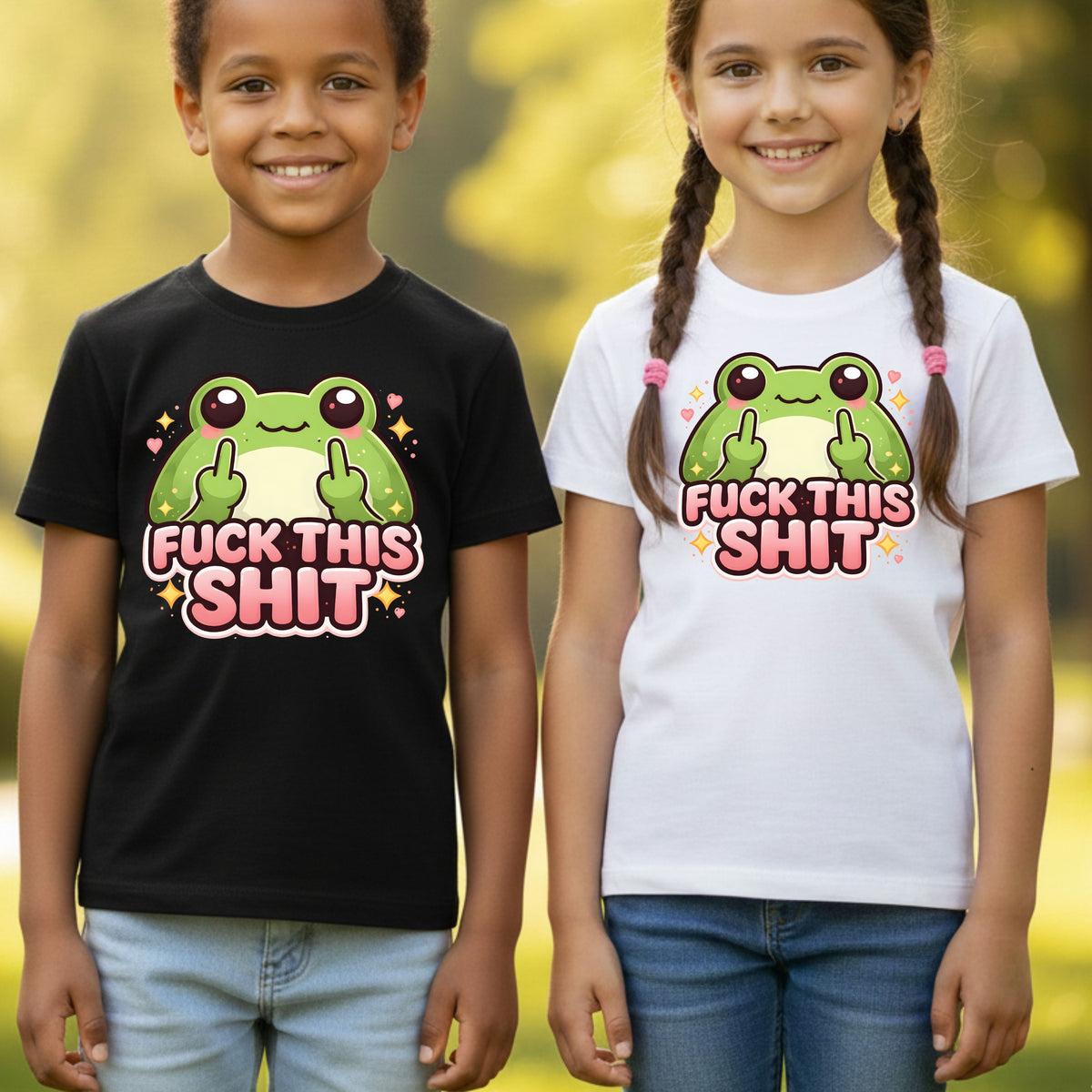 Fck This Shit Frog Sarcastic T-Shirt, Middle Finger Green Toad Sparkles Tee Sweatshirt