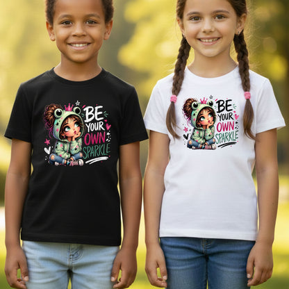 Be Your Own Sparkle Frog Girl T-Shirt, Cute Crown Stars Kids Tee Sweatshirt