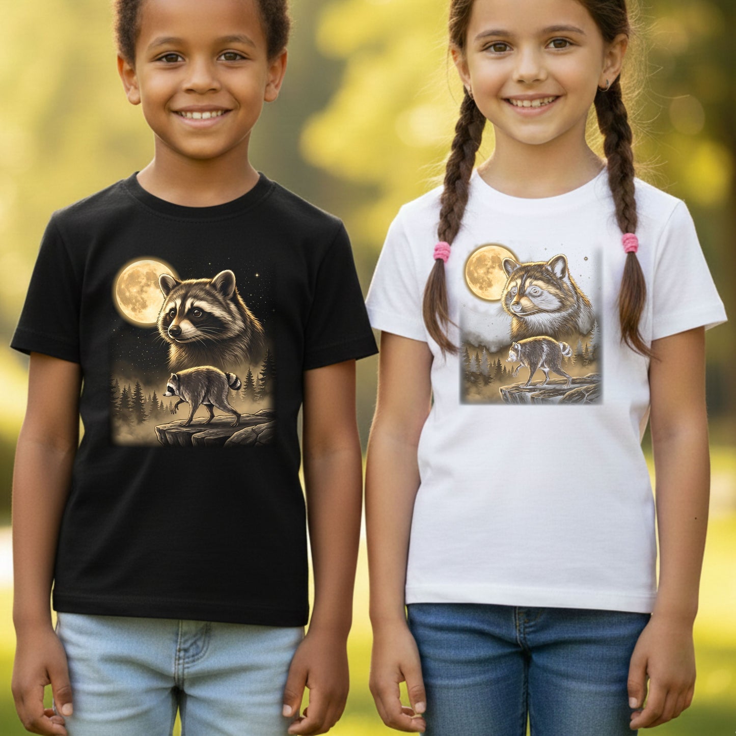 Vintage Raccoon Full Moon T-Shirt, Forest Wildlife Trash Panda Outdoor Comfort Color Tee