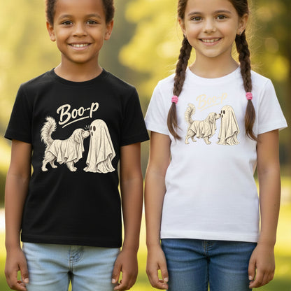 Halloween Dog Ghost Boop T-Shirt, Cute Spooky Season Golden Retriever Dog Lover Tee