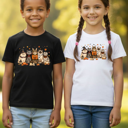 Halloween Cats Comfort Colors T Shirts Cute Witchy Kitty Sweater Tee Spooky Pumpkin Vampire Cat Shirt Autumn Fall Leaves Graphic Gifts