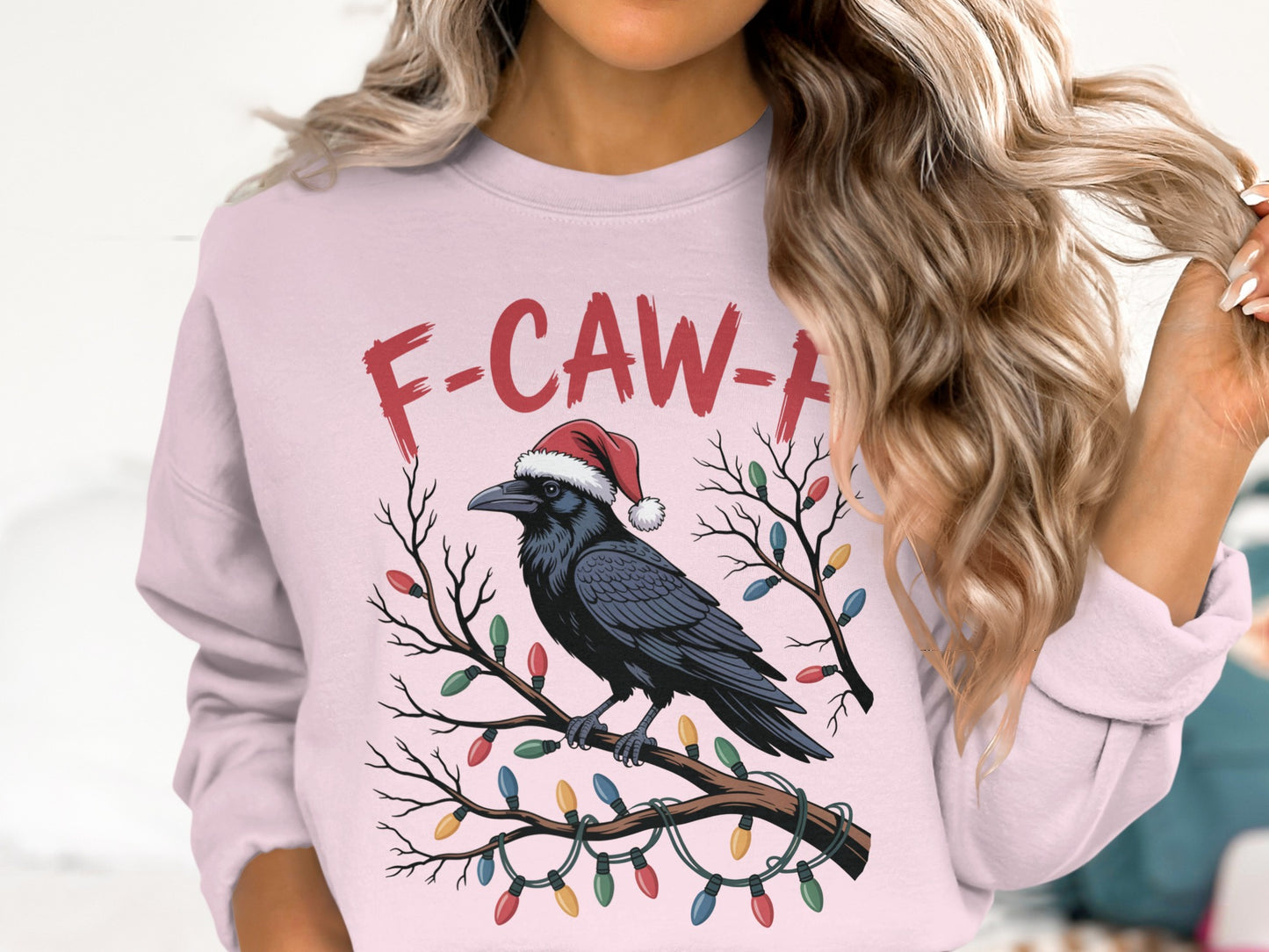 F-CAW-L Christmas Crow Lights Sweatshirt