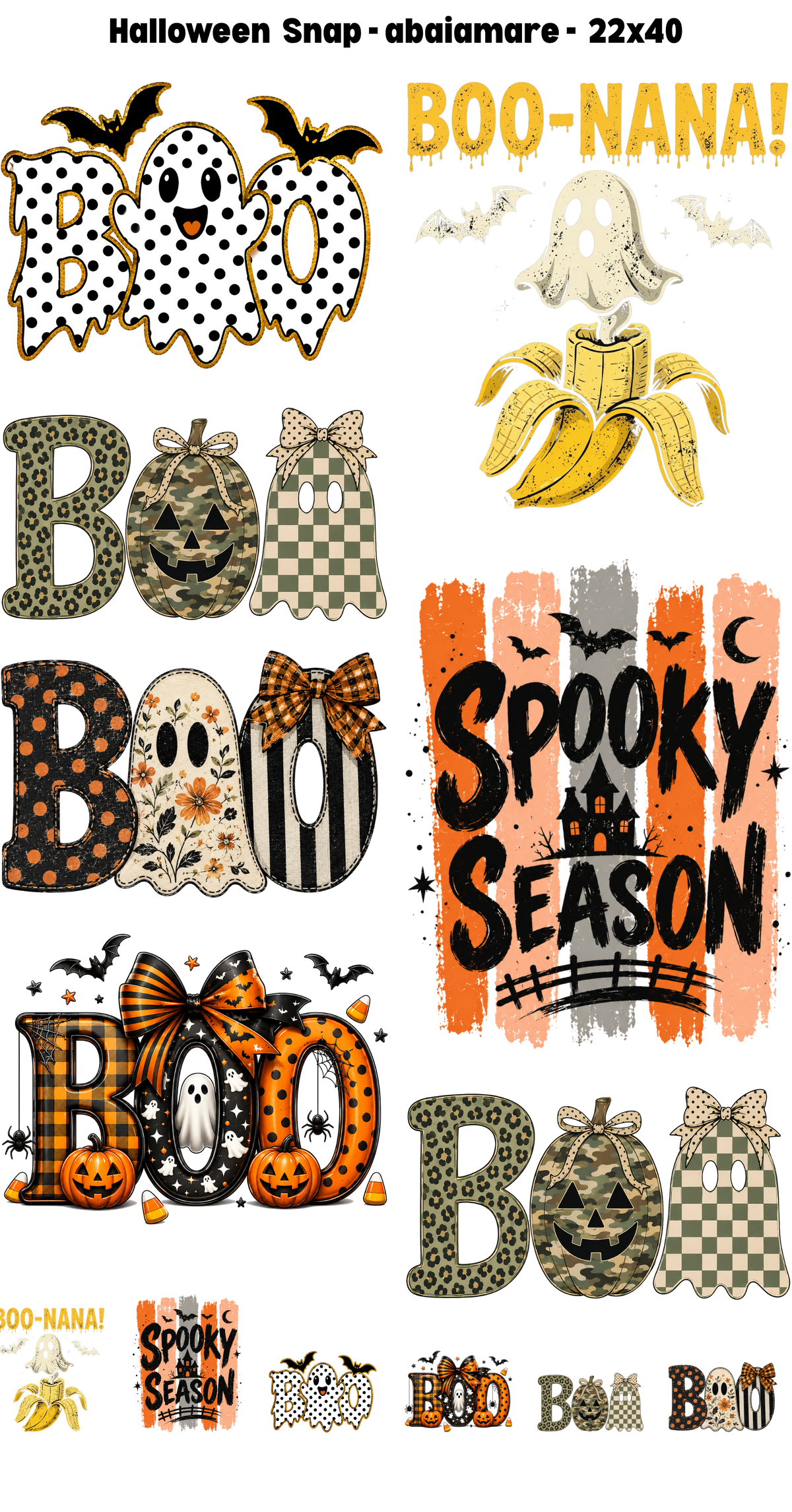Halloween Boo Premade Gang Sheet Spooky DTF Transfer Ready to Press