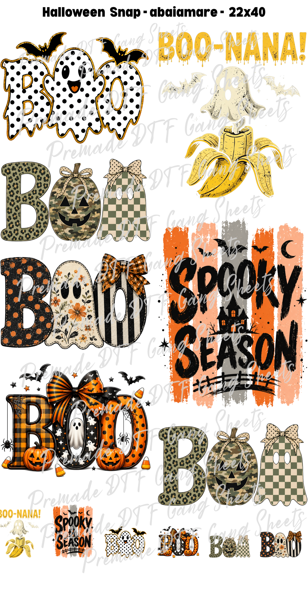 Halloween Boo Premade Gang Sheet Spooky DTF Transfer Ready to Press