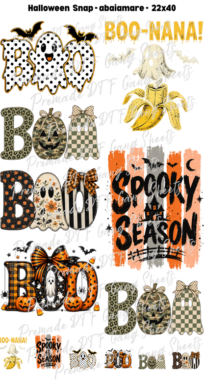 Halloween Boo Premade Gang Sheet Spooky DTF Transfer Ready to Press