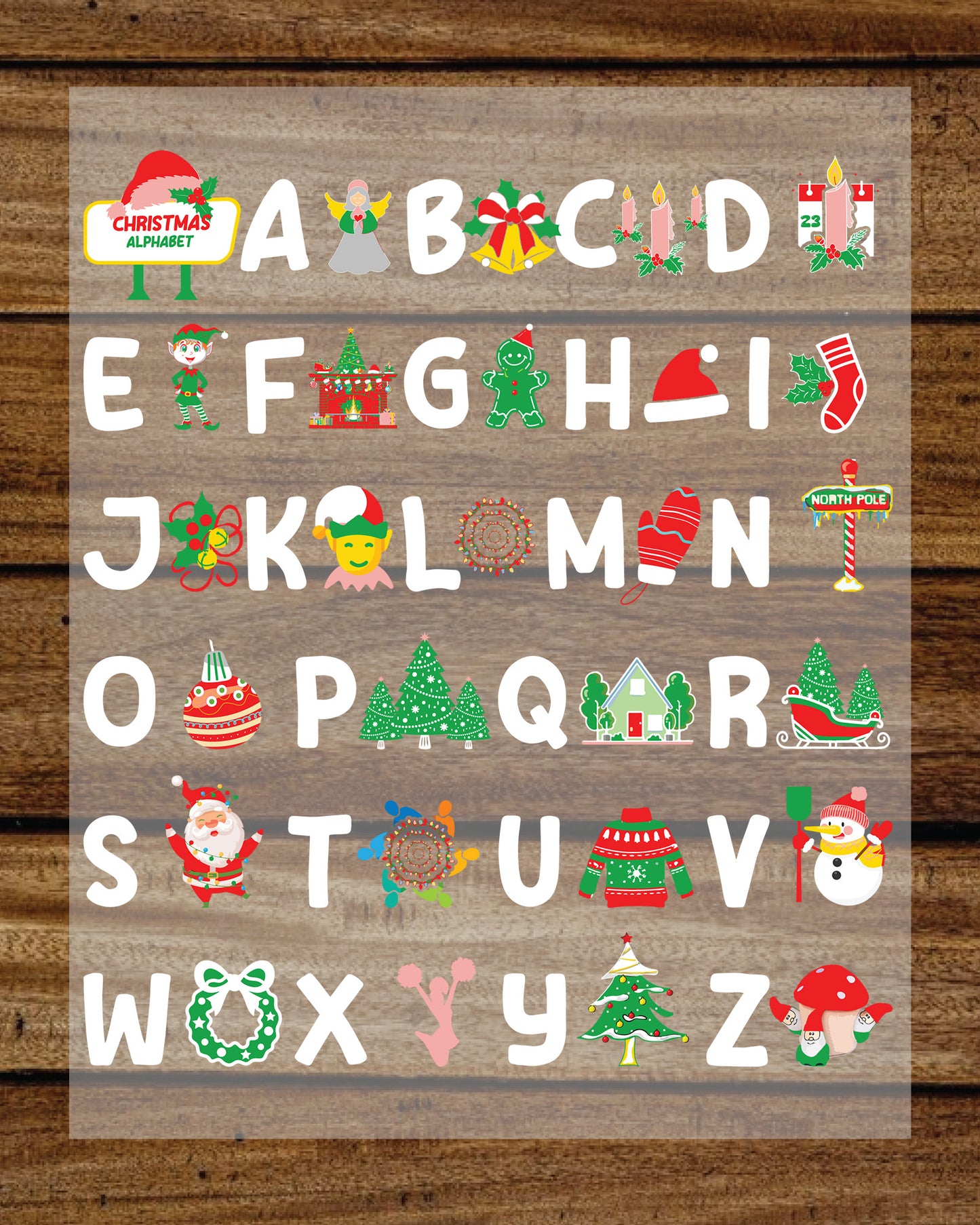 Christmas Alphabet DTF Transfer Film