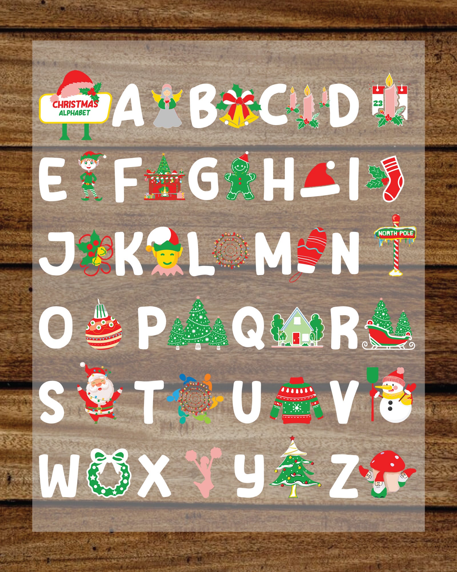 Christmas Alphabet DTF Transfer Film