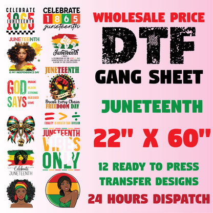 African American Juneteenth DTF Transfer Premade Gang sheet