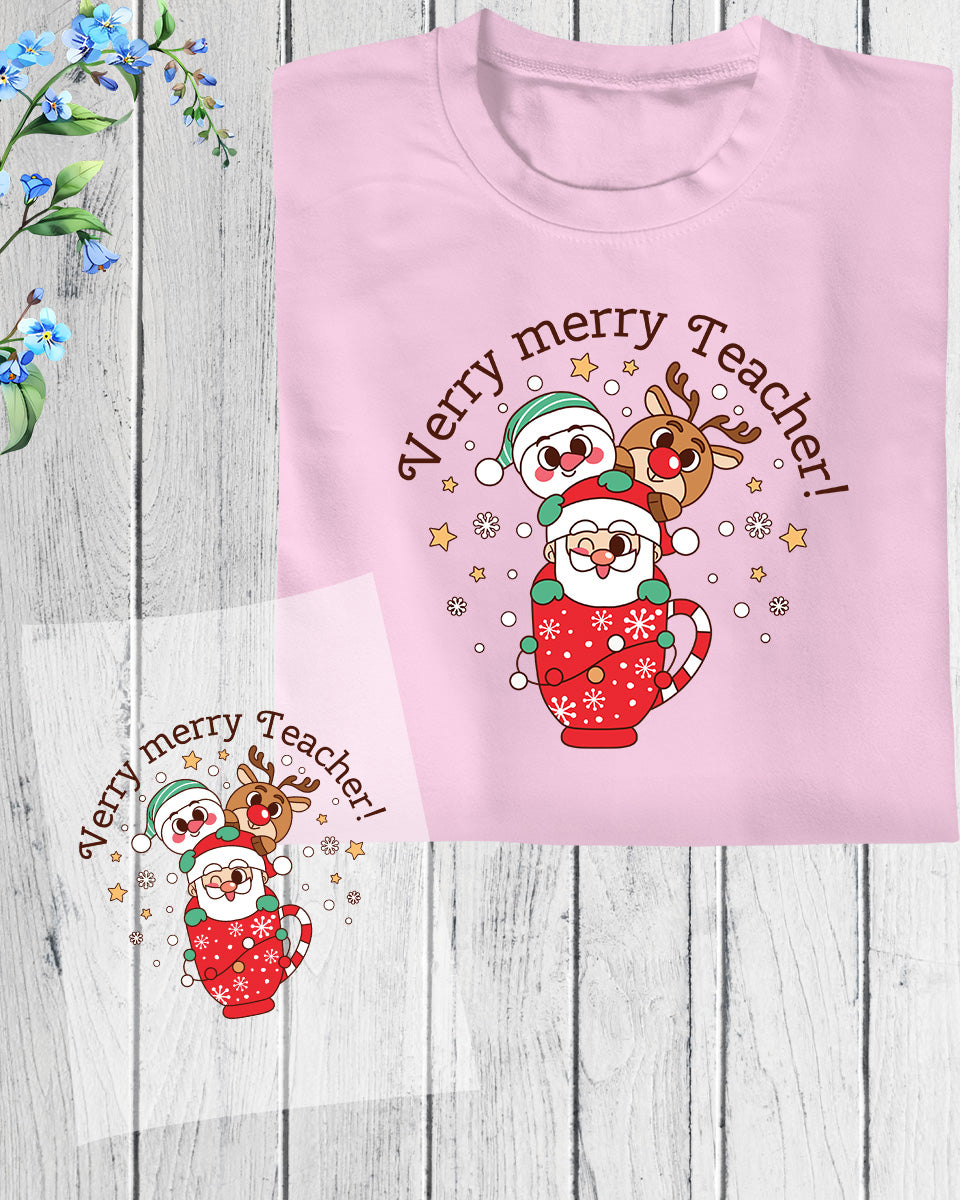 Verry merry Teacher Christmas DTF Transfer Film