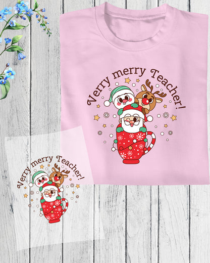 Verry merry Teacher Christmas DTF Transfer Film
