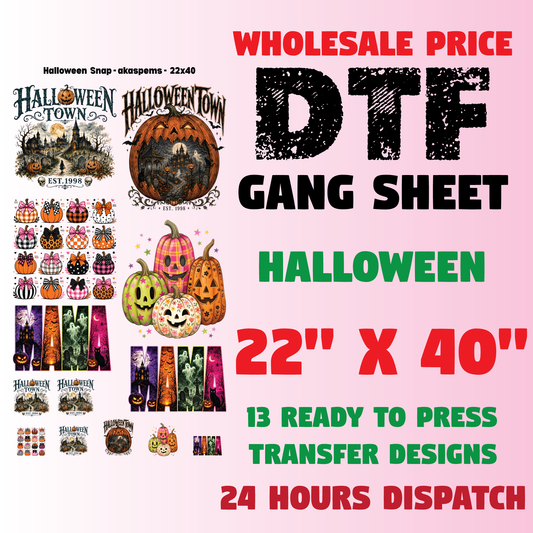 Halloween Town Premade Gang Sheet Spooky Mama DTF Transfer Ready to Press