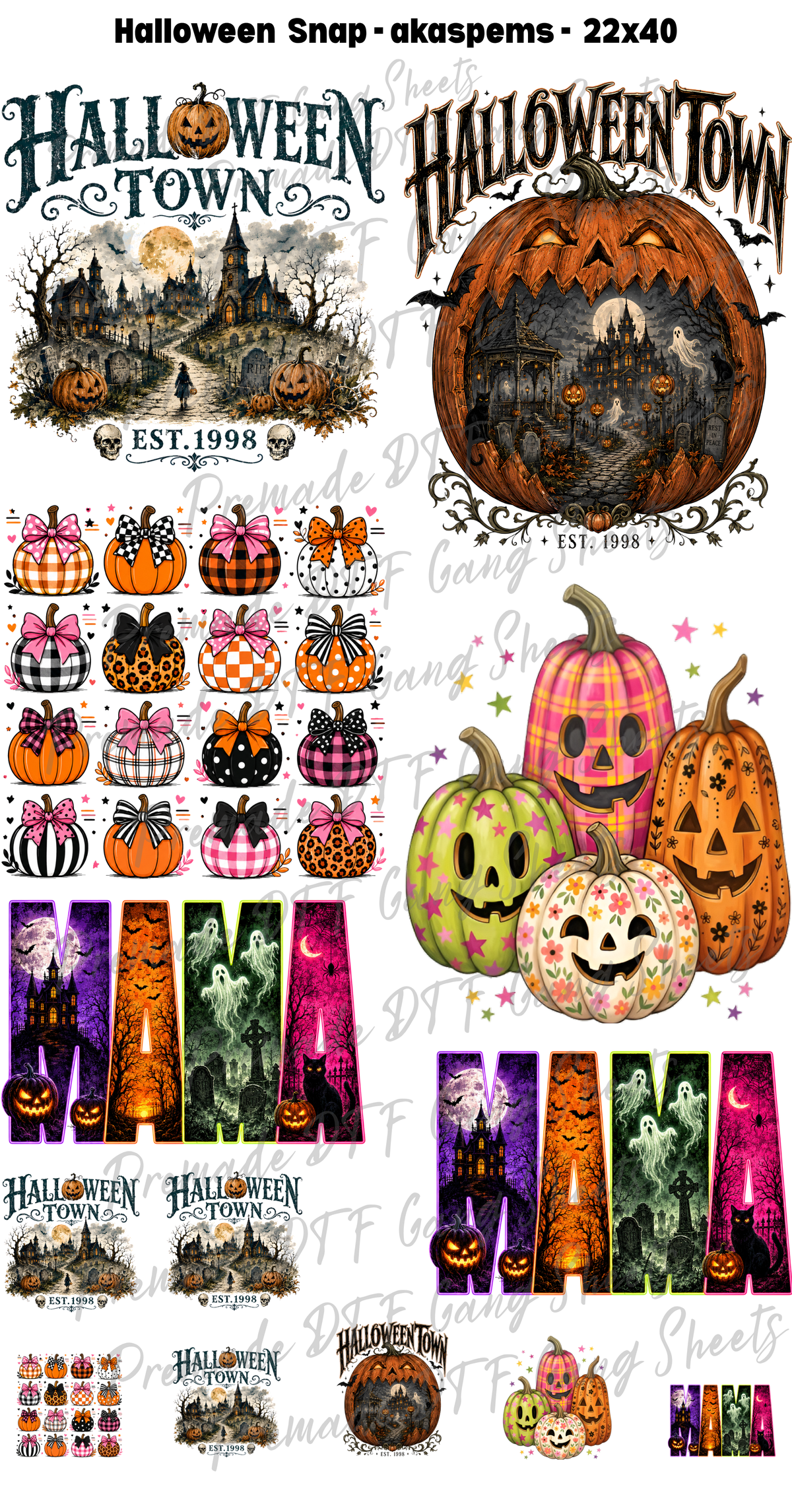 Halloween Town Premade Gang Sheet Spooky Mama DTF Transfer Ready to Press