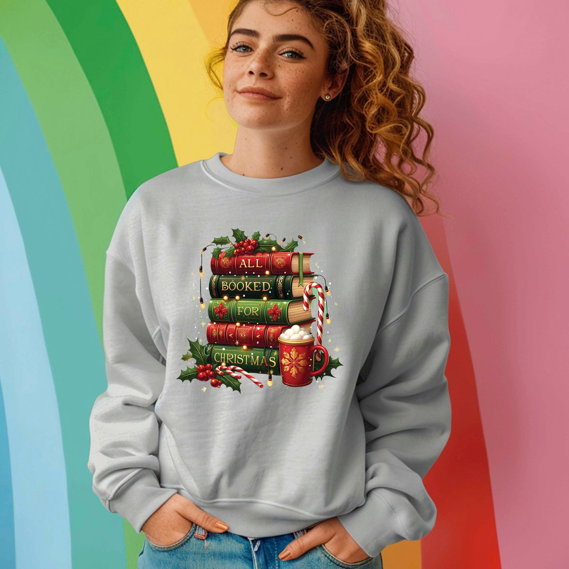 All Booked for Christmas DTF Transfer, Holiday Heat Press Design, Xmas Shirt Print, UV DTF Sticker, Book Lover Christmas Gift