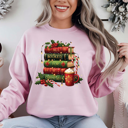 All Booked for Christmas DTF Transfer, Holiday Heat Press Design, Xmas Shirt Print, UV DTF Sticker, Book Lover Christmas Gift