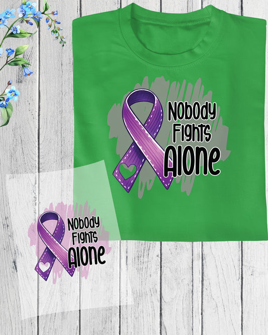 Alzheimers Awareness Nobody Fights Alone DTF Transfer Film