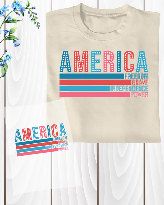 America Freedom Brave Independence Power DTF Transfer Ready to Press