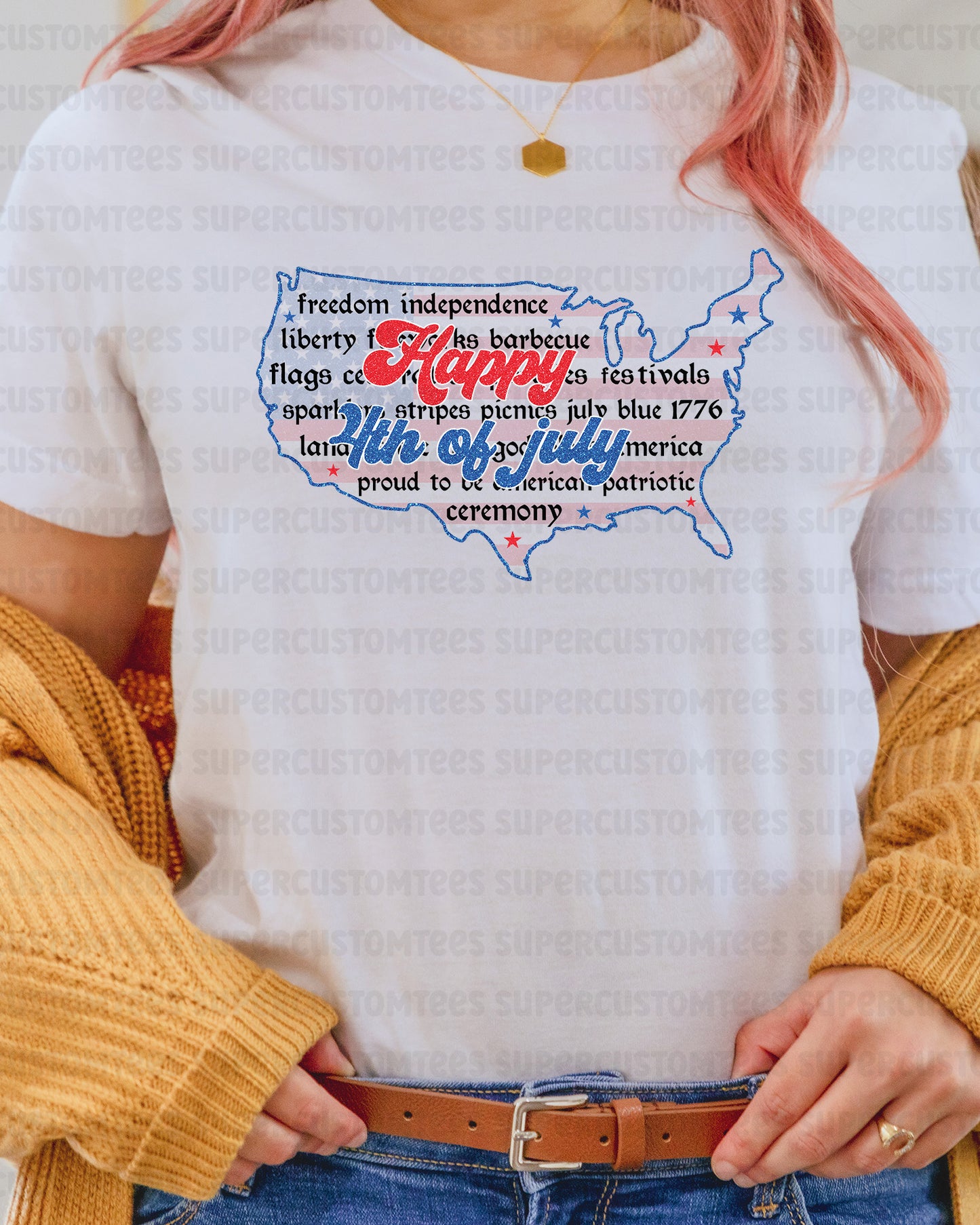 America Map 4th of July DTF Transfer Ready to Press