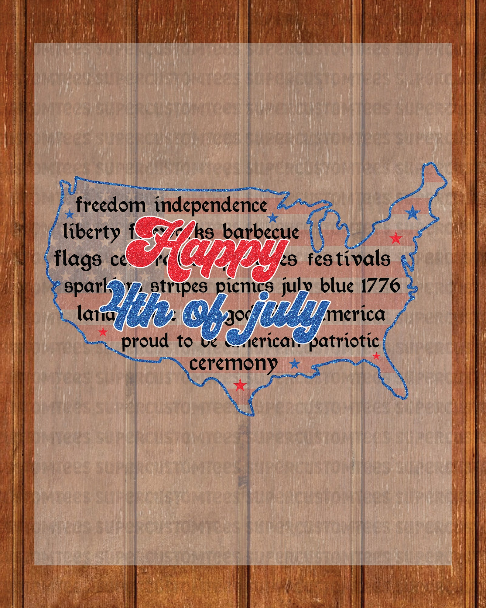America Map 4th of July DTF Transfer Ready to Press