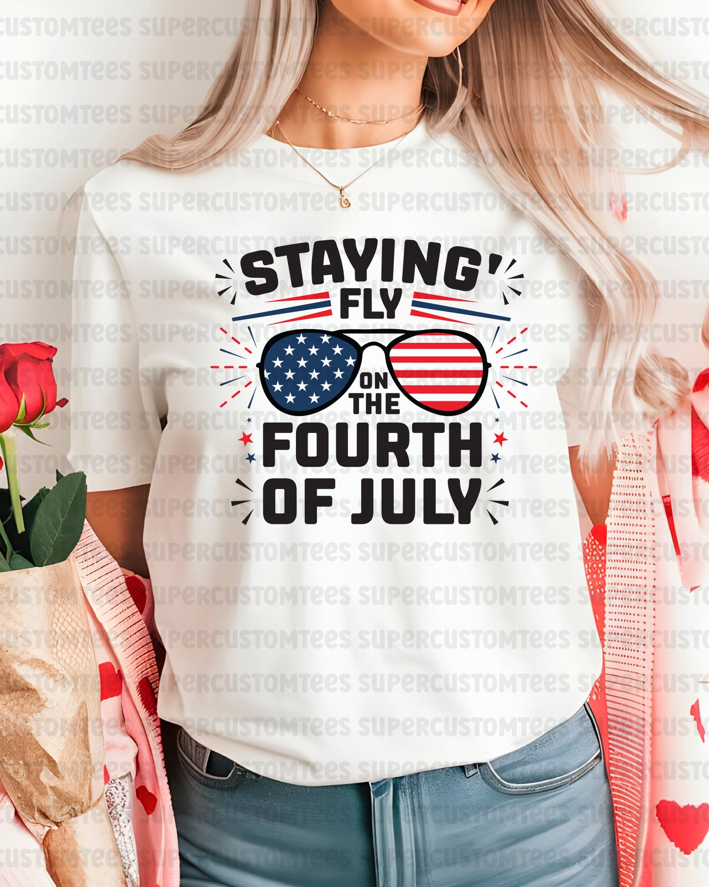 America Staying Fly Independence Day Heat Transfer for Shirts