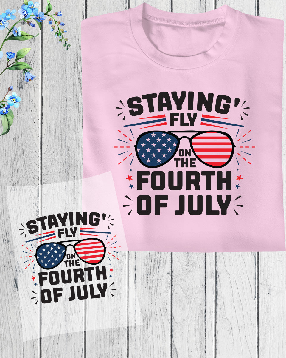 America Staying Fly Independence Day Heat Transfer for Shirts