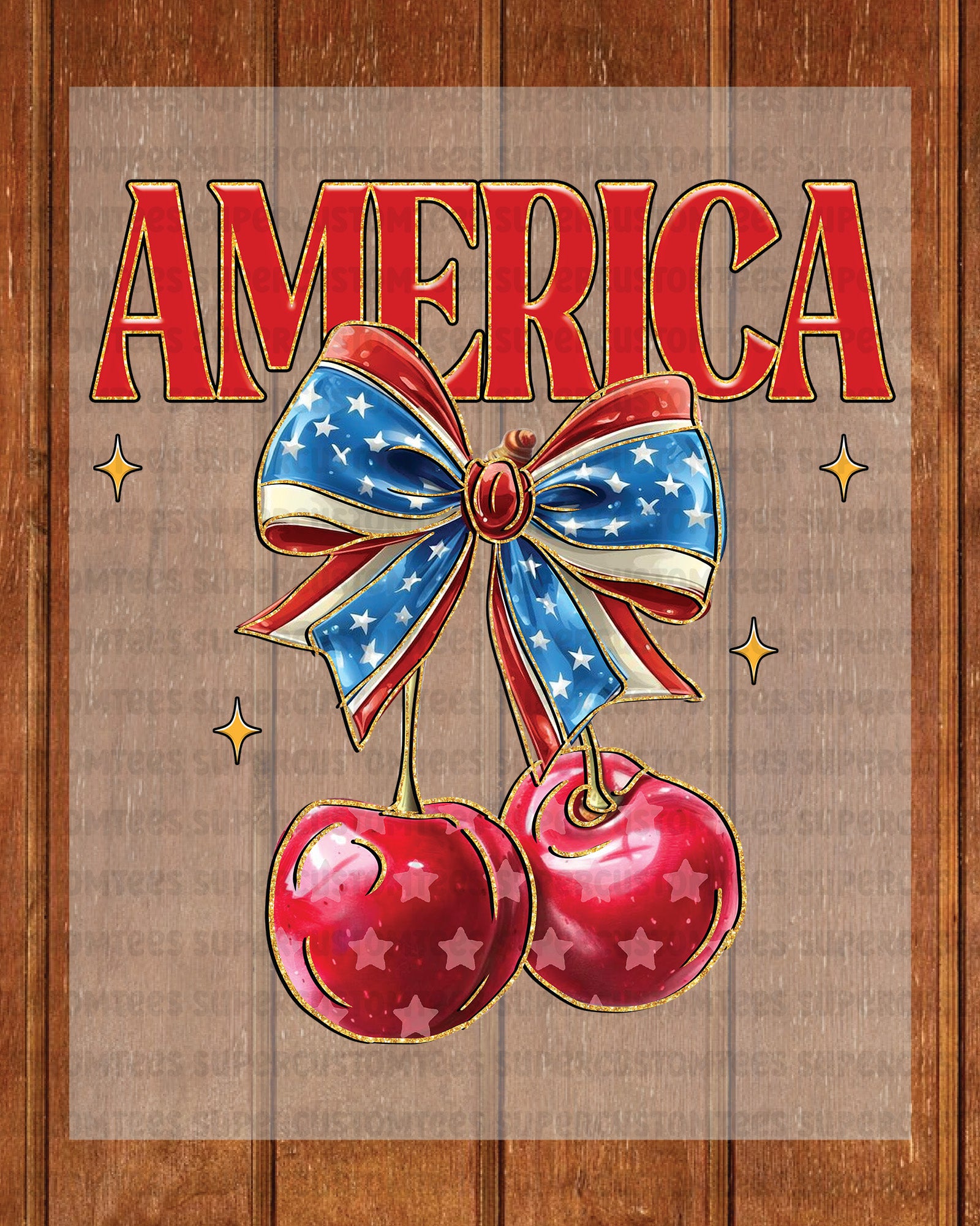 America Strawberries DTF Transfer Ready to Press