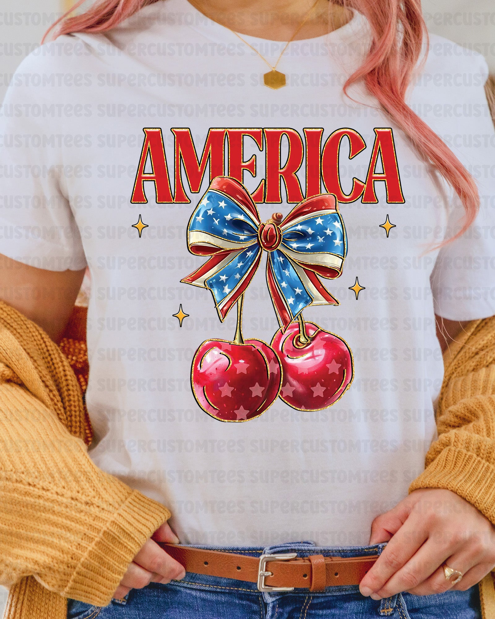 America Strawberries DTF Transfer Ready to Press