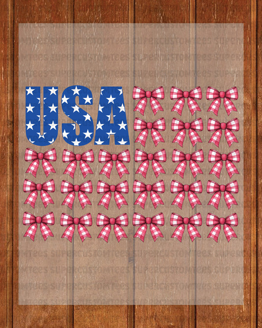 American Flag Coquette Bow DTF Transfer