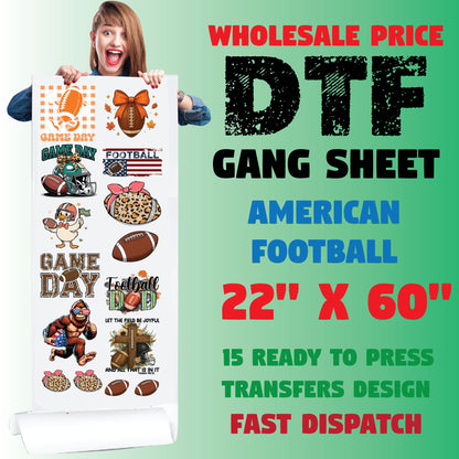 American Football Premade Ready To Press Gang Sheet