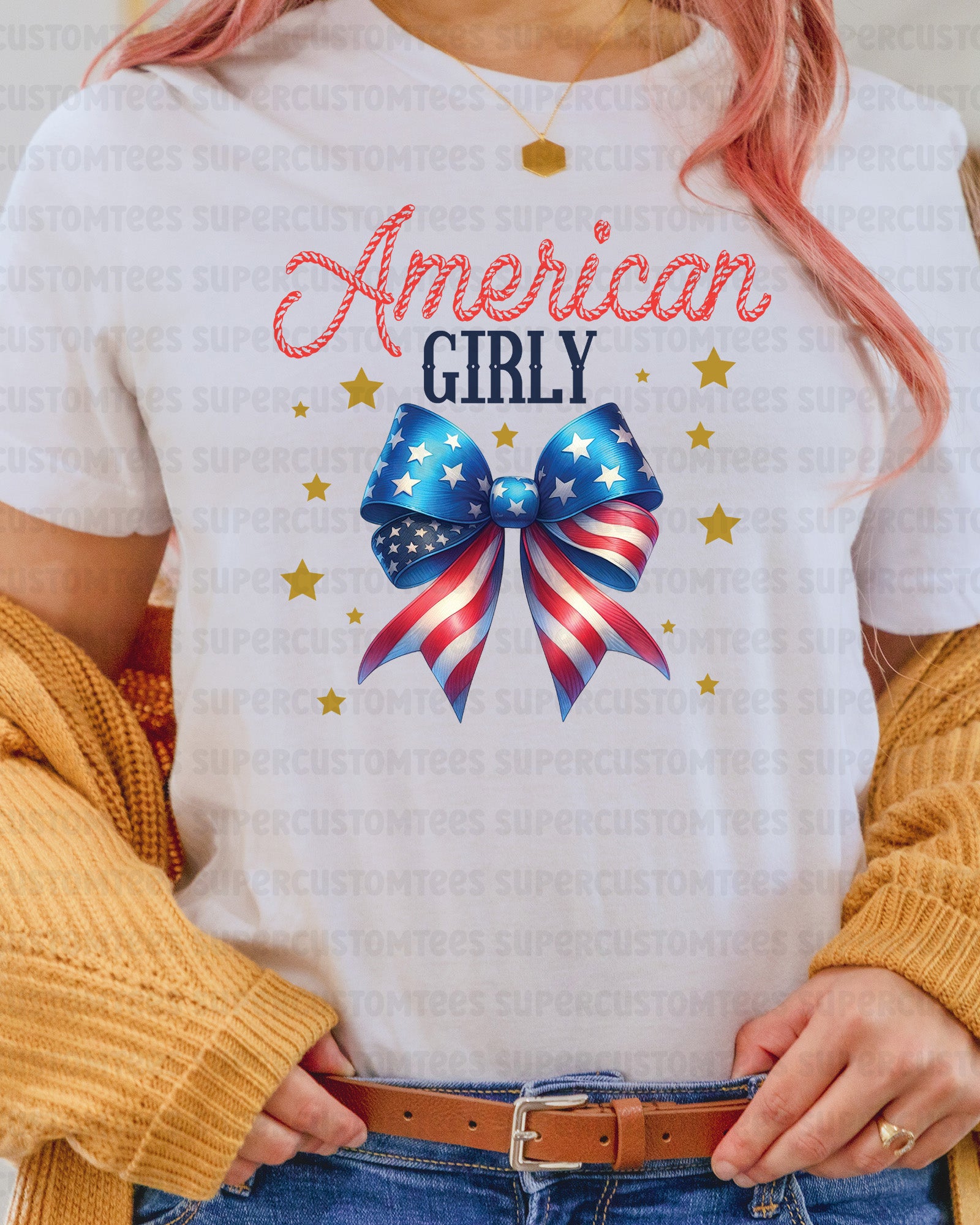 American Girly Coquette 4th of July DTF Transfer Ready to Press