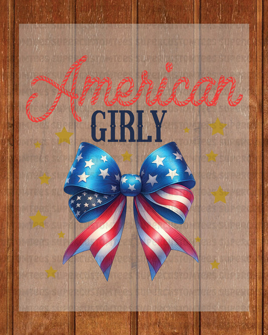 American Girly Coquette 4th of July DTF Transfer Ready to Press