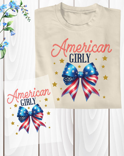 American Girly Coquette 4th of July DTF Transfer Ready to Press