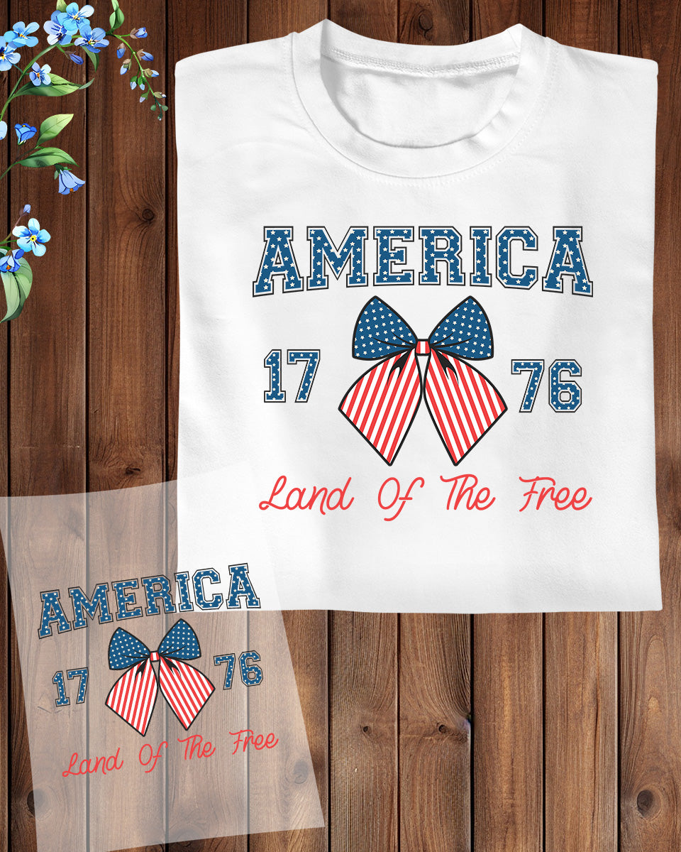 America Land of Free Coquette Bow DTF Transfer Film