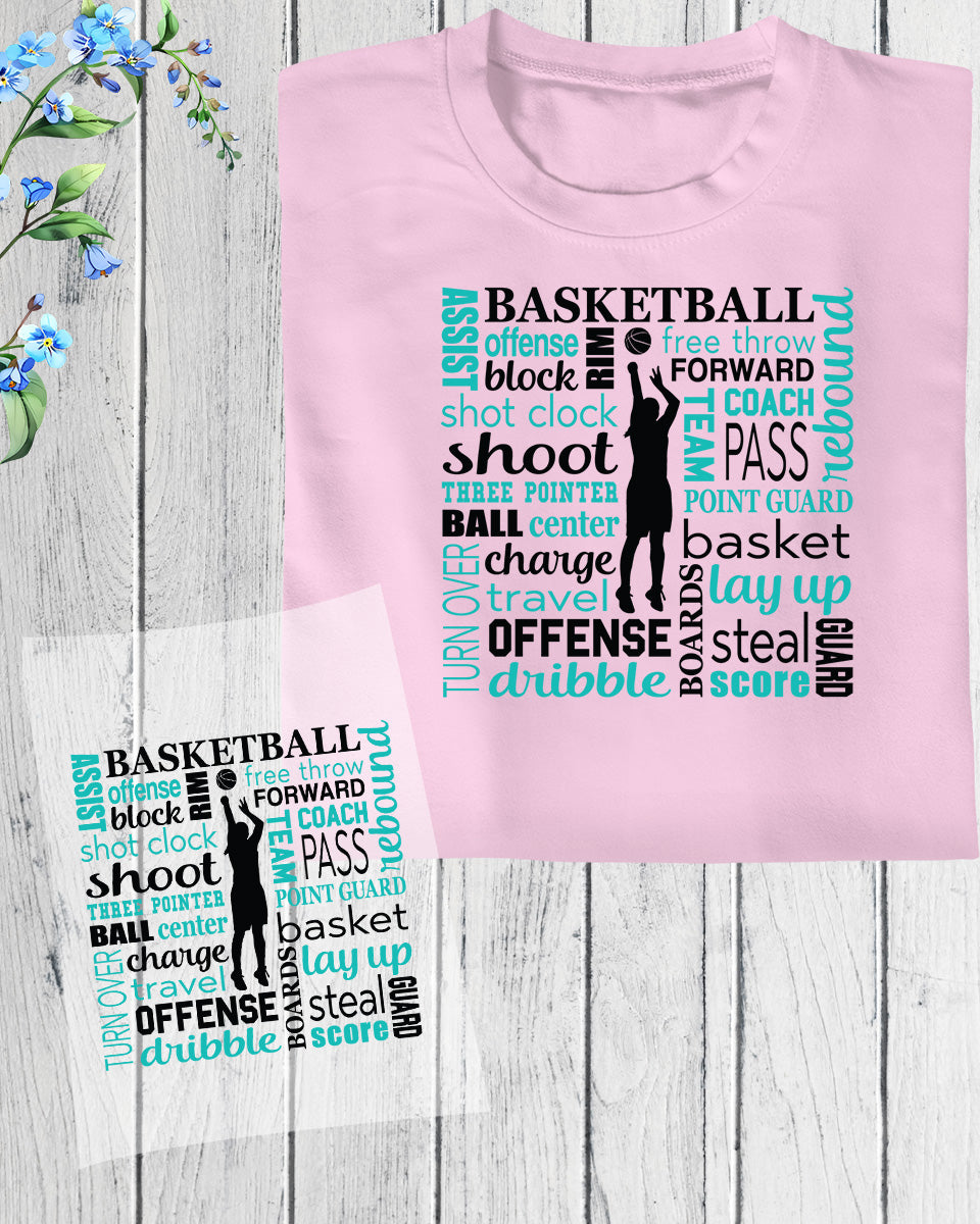 Girl's Basketball Slogan DTF Transfer Film