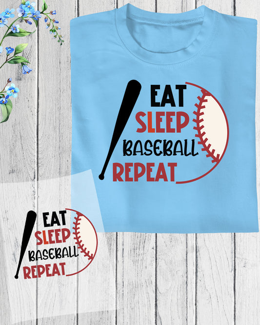 Eat Sleep Baseball Repeat DTF Transfer Film