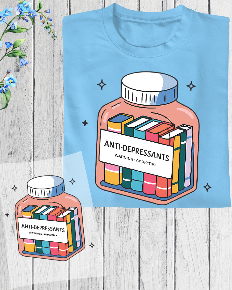 Anti-Depressants Book Therapy Jar Heat Transfer