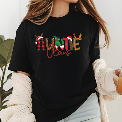 Auntie Claus Christmas Sweatshirt, Xmas Auntie T Shirts, Matching Family Christmas Sweater, Christmas Light Tees For Auntie