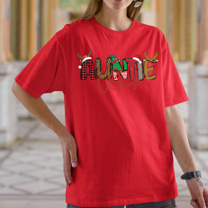 Auntie Claus Christmas Sweatshirt, Xmas Auntie T Shirts, Matching Family Christmas Sweater, Christmas Light Tees For Auntie