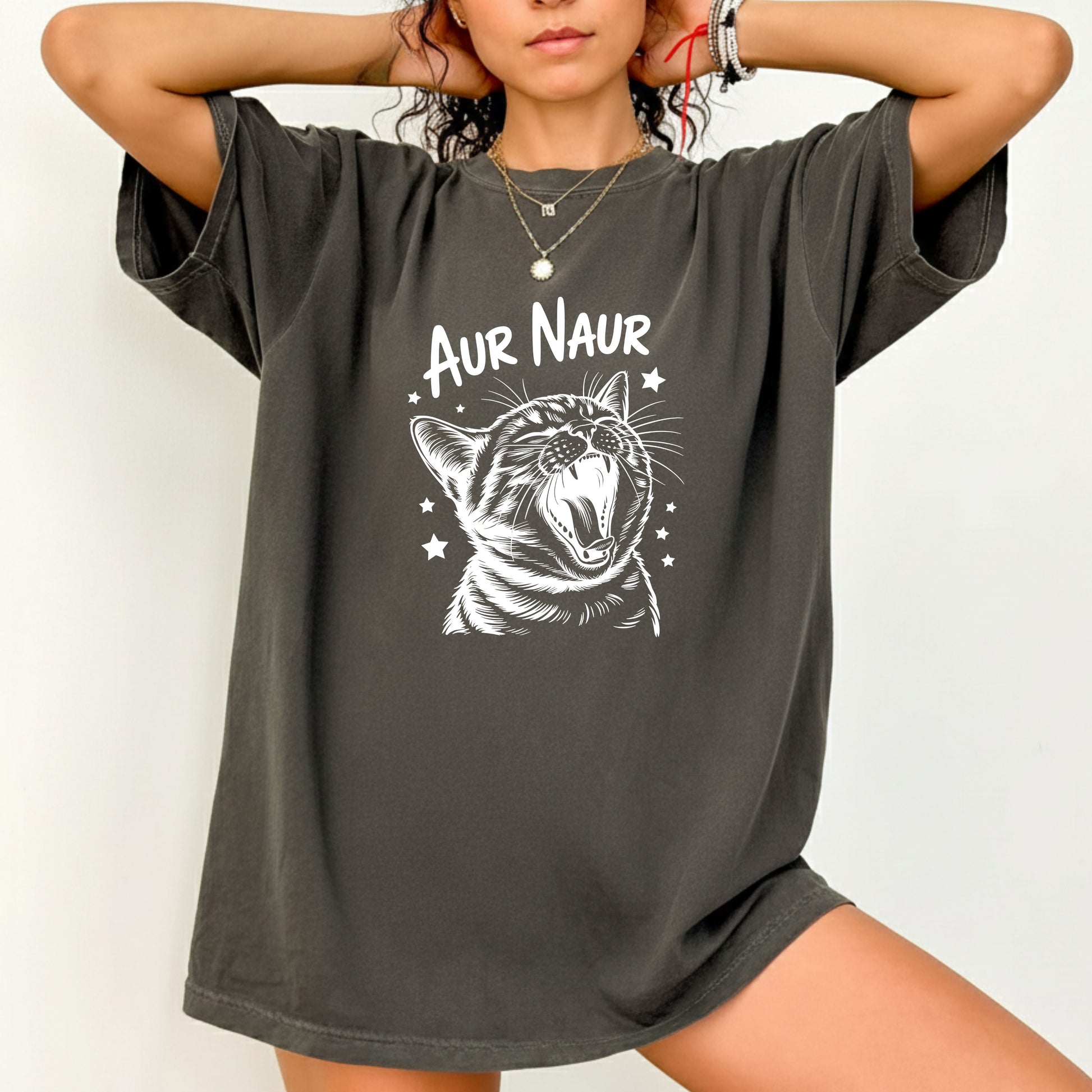 Aur Naur Cat Comfort Colors T Shirts Funny Women's Sweatshirt Mother's Day Gift Tees For Women Cat Meme Humorous Mom Sweater