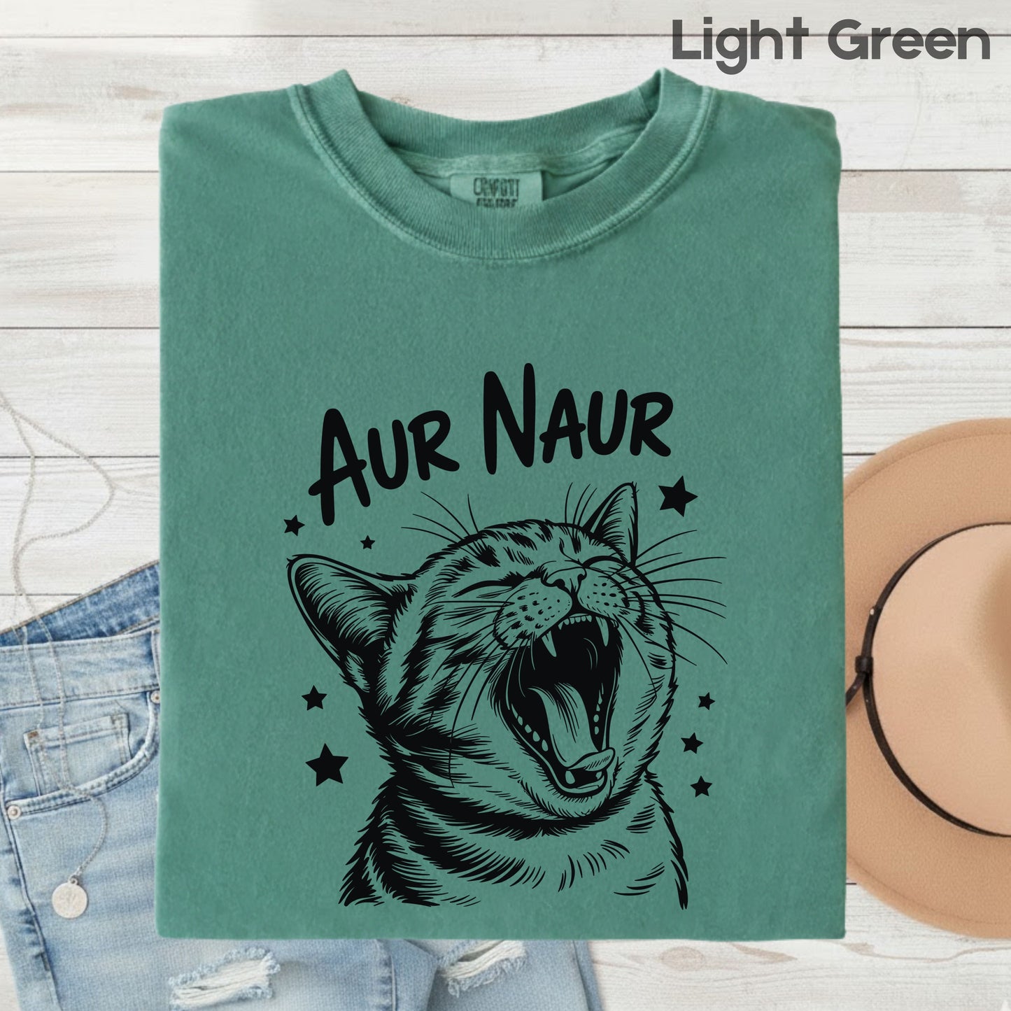 Aur Naur Cat Comfort Colors T Shirts